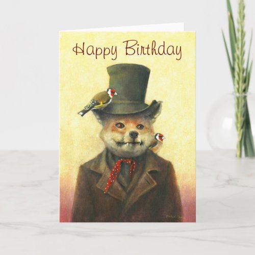 Sly Fox And Goldfinch Greetings Card