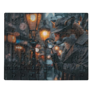 Sly fox detective in a noir setting jigsaw puzzle
