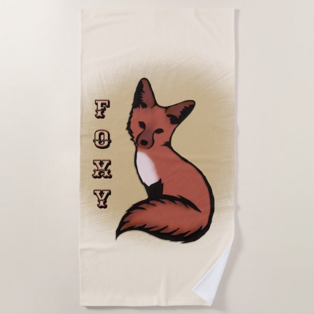 Sly Red Foxy Fox Beach Towel (Front)