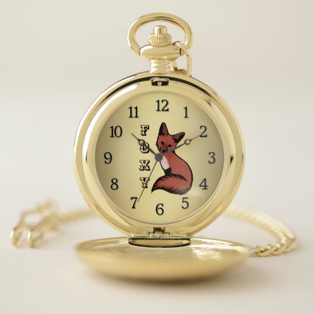 Sly Red Foxy Fox Monogram Pocket Watch (Inside)