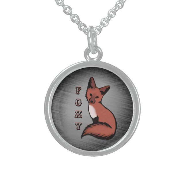 Sly Red Foxy Fox Sterling Silver Necklace (Front)
