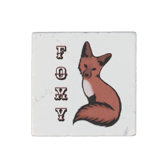 Sly Red Foxy Fox Stone Magnet (Front)