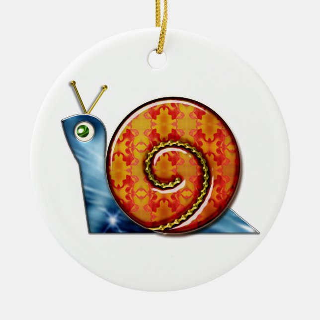 Sly Snail Ceramic Ornament (Front)