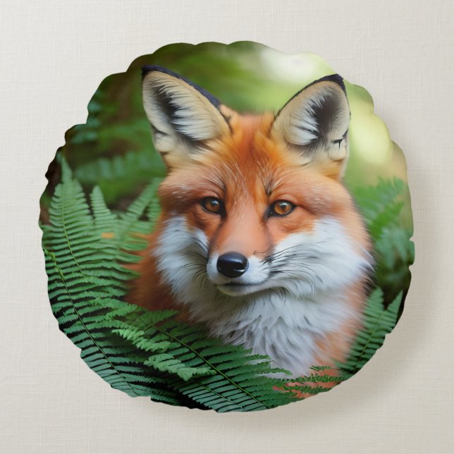 "Sly: The Fox in the Shadows" Round Pillow (Front)
