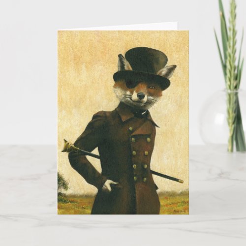Sly Victorian Fox Greetings Card