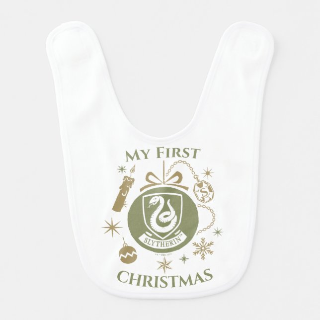 SLYTHERIN™ First Christmas Holiday Bauble Graphic Baby Bib (Front)