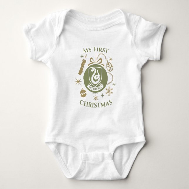 SLYTHERIN™ First Christmas Holiday Bauble Graphic Baby Bodysuit (Front)