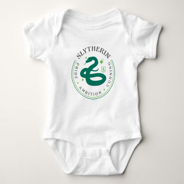 SLYTHERIN™ Green Snake House Pride Badge Baby Bodysuit (Front)