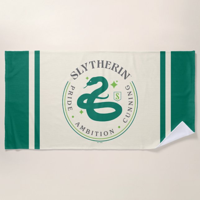 SLYTHERIN™ Green Snake House Pride Badge Beach Towel (Front)