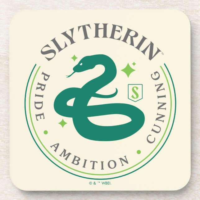 SLYTHERIN™ Green Snake House Pride Badge Beverage Coaster (Front)