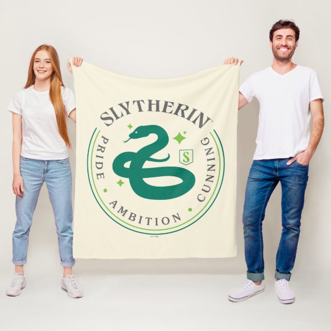 SLYTHERIN™ Green Snake House Pride Badge Fleece Blanket (In Situ)
