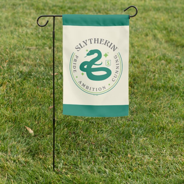 SLYTHERIN™ Green Snake House Pride Badge Garden Flag (In SItu)