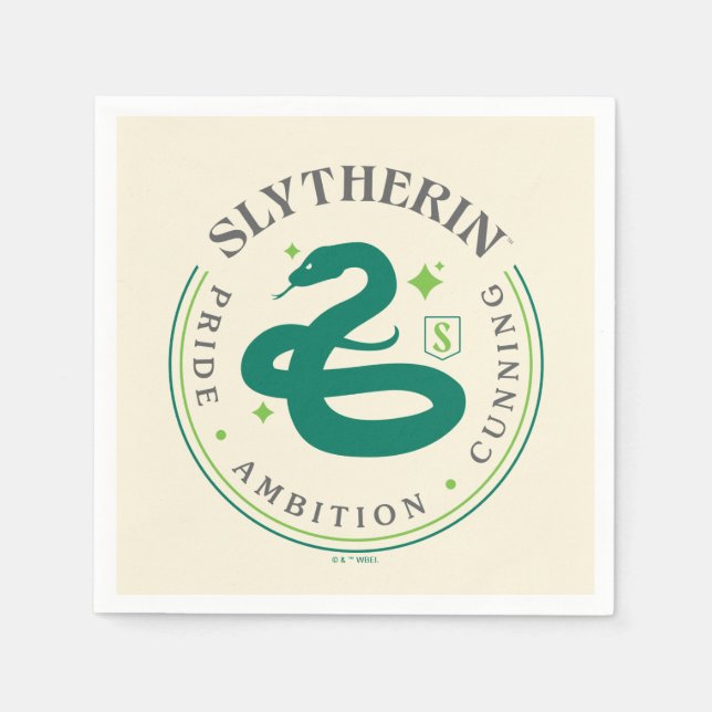 SLYTHERIN™ Green Snake House Pride Badge Napkins (Front)