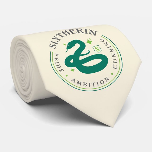 SLYTHERIN™ Green Snake House Pride Badge Neck Tie (Rolled)