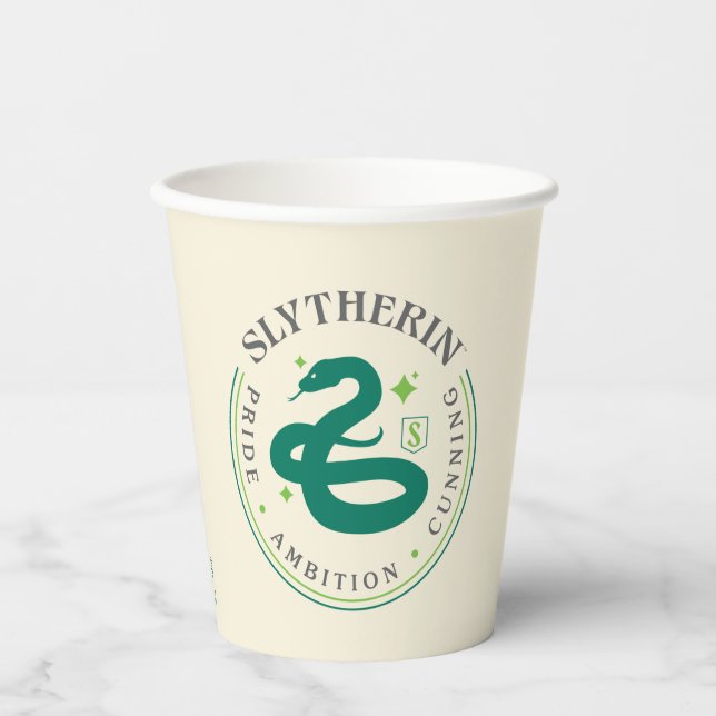 SLYTHERIN™ Green Snake House Pride Badge Paper Cups (Front)