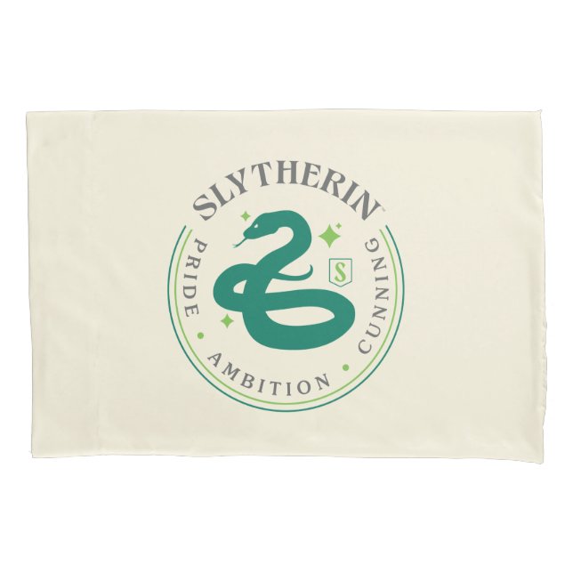 SLYTHERIN™ Green Snake House Pride Badge Pillow Case (Front)
