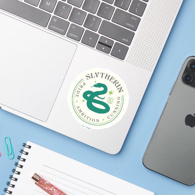 SLYTHERIN™ Green Snake House Pride Badge Sticker (Laptop w/ iPhone)