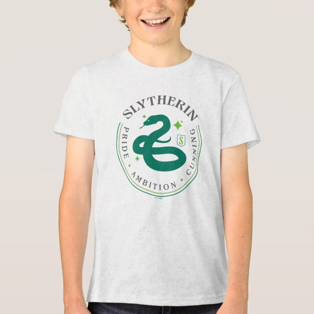 SLYTHERIN™ Green Snake House Pride Badge Tri-Blend Shirt (Front)