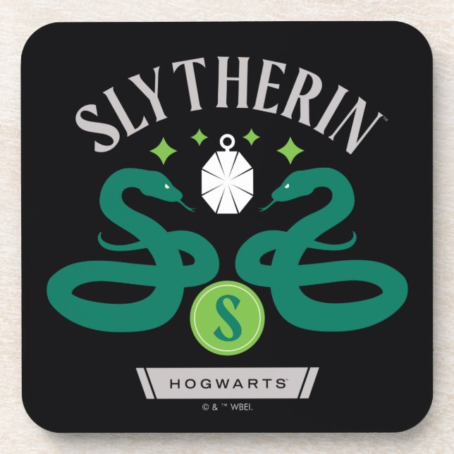 SLYTHERIN™ House Double Snake Locket Graphic Beverage Coaster (Front)