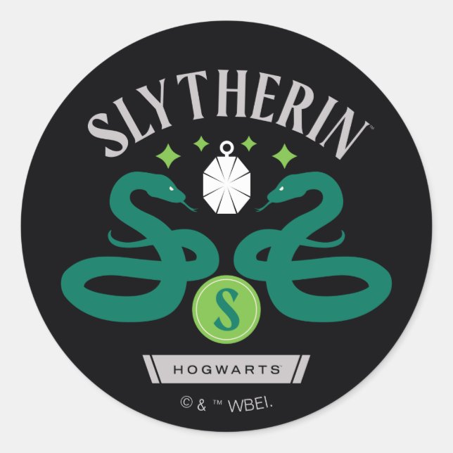 SLYTHERIN™ House Double Snake Locket Graphic Classic Round Sticker (Front)