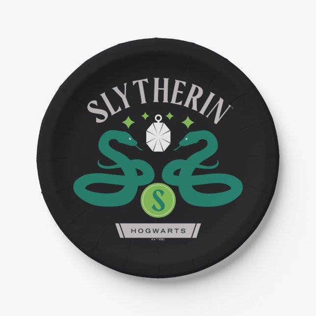 SLYTHERIN™ House Double Snake Locket Graphic Paper Plates (Front)