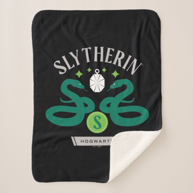 SLYTHERIN™ House Double Snake Locket Graphic Sherpa Blanket (Front)
