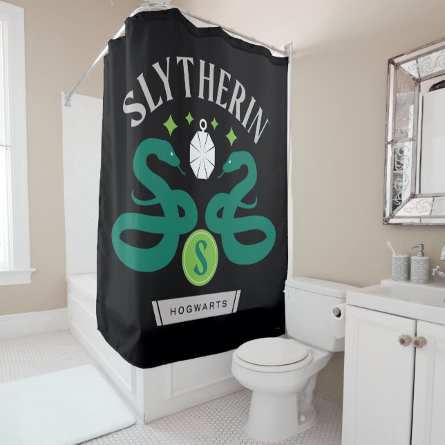 SLYTHERIN™ House Double Snake Locket Graphic Shower Curtain (In Situ)