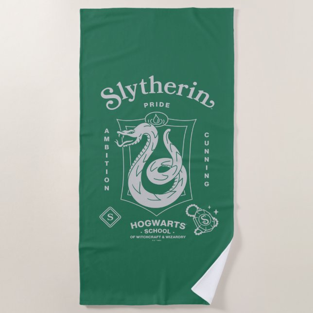 SLYTHERIN™ Pride Ambition Cunning Crest Beach Towel (Front)