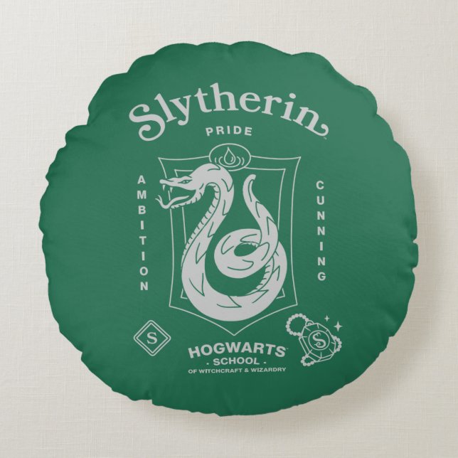 SLYTHERIN™ Pride Ambition Cunning Crest Round Pillow (Front)