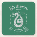 SLYTHERIN™ Pride Ambition Cunning Crest Square Paper Coaster<br><div class="desc">Show your house pride with this bold Slytherin™ crest design, honoring the ambition and cunning that define this iconic Hogwarts™ house. Featuring the striking serpent coiled within a classic shield, the artwork highlights Slytherin’s core traits — Ambition, Pride, and Cunning — in a clean, vintage-inspired layout. Rendered in signature house...</div>
