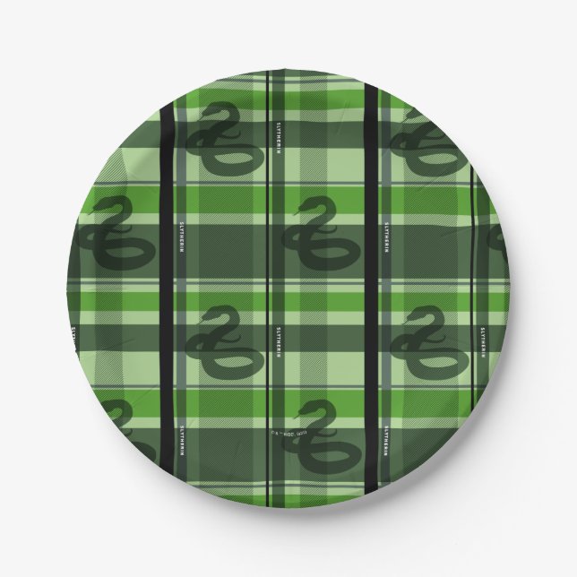 SLYTHERIN™ Tartan Plaid Pattern Paper Plates (Front)