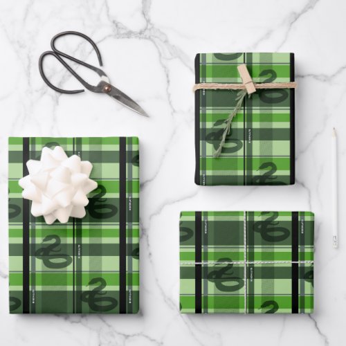 SLYTHERIN Tartan Plaid Pattern Wrapping Paper Sheets