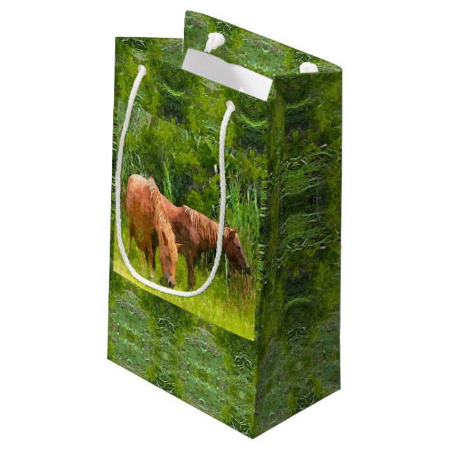 Sm Gift Bag Assateague Ponies (Back Angled)