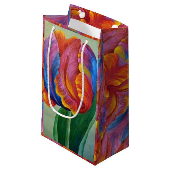 Sm Gift Bag Rainbow Tulip #1 (Front Angled)
