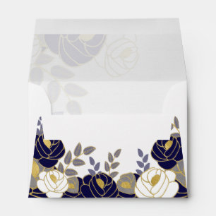 SM Navy Blue Floral with White and Golden Accents Envelope