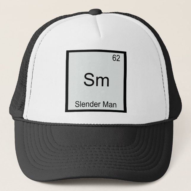 Sm - Slender Man Funny Chemistry Element Symbol Trucker Hat (Front)