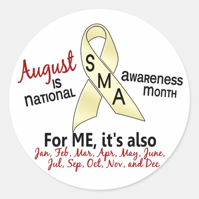 SMA Awareness Month August 2.1 Classic Round Sticker (Front)