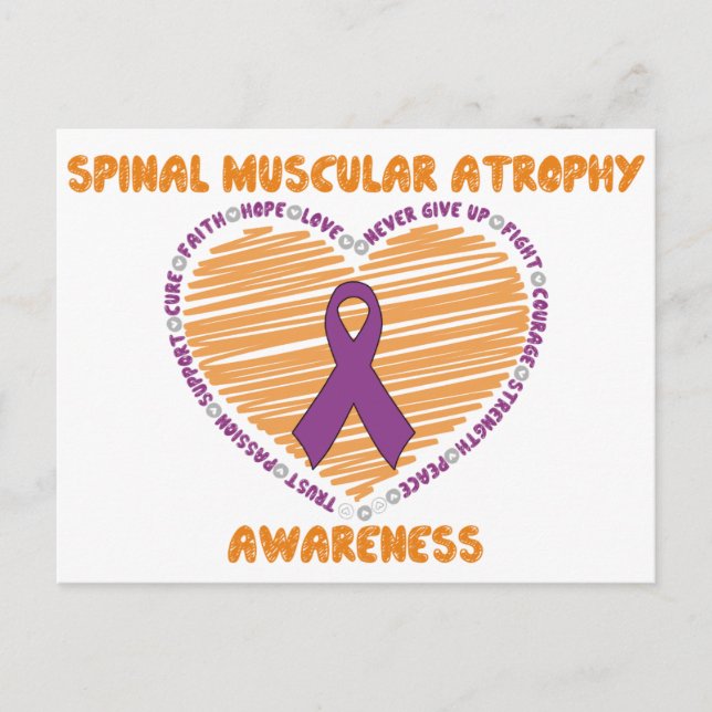 SMA Heart & Ribbon Postcard (Front)