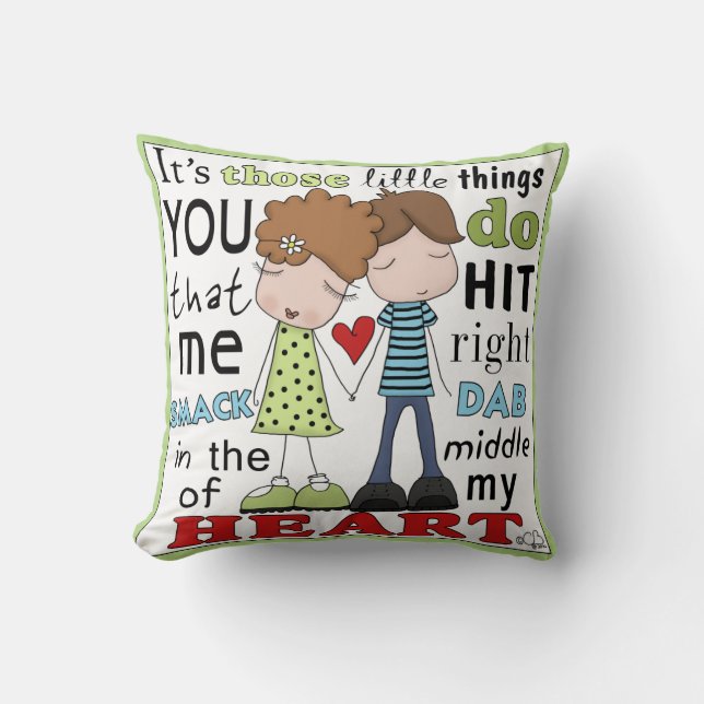 Smack Dab-Cute Couple Throw Pillow (Front)