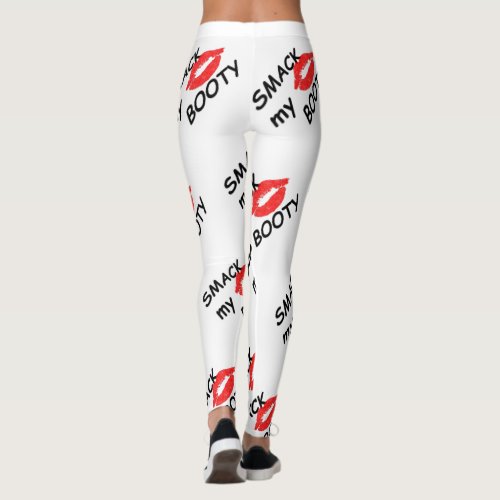 Smack my booty kinky design with red lips leggings