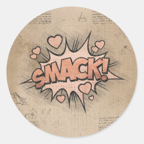 SMACK Vintage Comic Book Steampunk Pop Art Classic Round Sticker