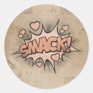 SMACK! Vintage Comic Book Steampunk Pop Art Classic Round Sticker