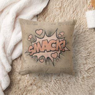 SMACK! Vintage Comic Book Steampunk Pop Art Throw Pillow