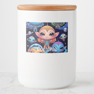 Smal Multicolored Aliens in Space Food Label