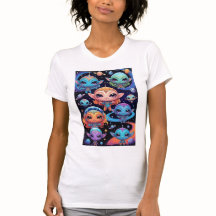 Smal Multicoloured Aliens in Space