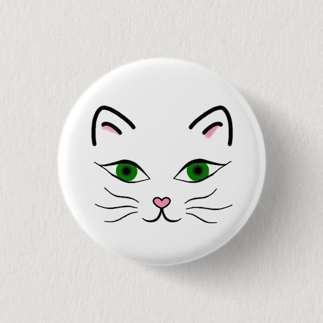 Small 1 1/4 Inch Round Button - Kitty Face (Front)