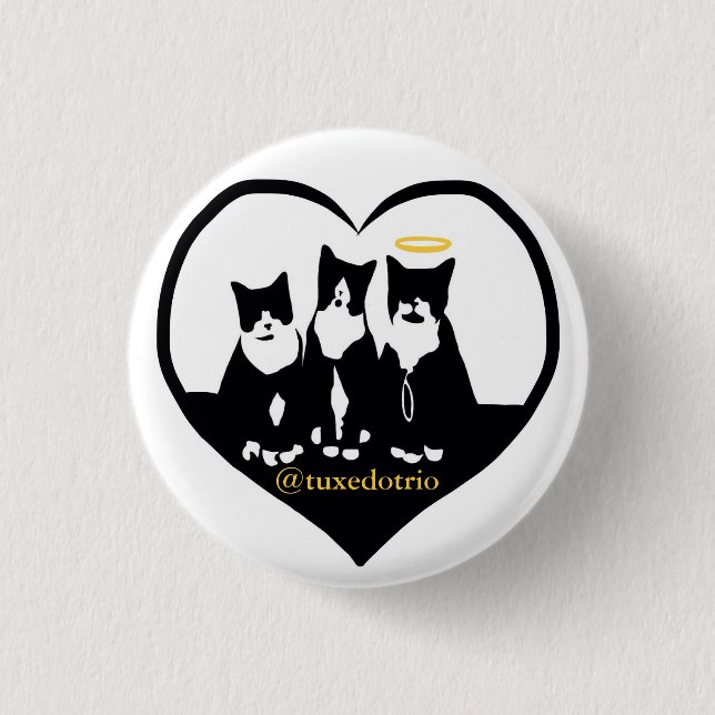 Small 1 1/4" TuxedoTrio Button (Front)