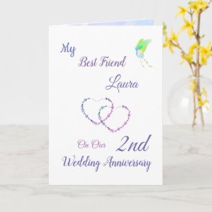 Small 2nd Anniversary design greeting Card