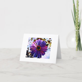 Small, 4" x 5.6" Folded Card. Purple Flower. Letterpress Thank You Card