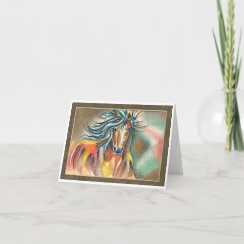 Small 4 x 56 Folded Note Card horse 